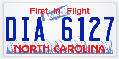NC license plate DIA6127