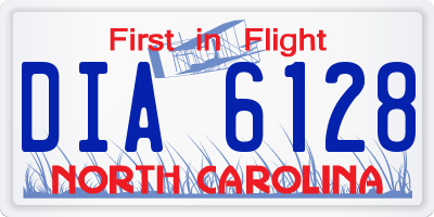 NC license plate DIA6128