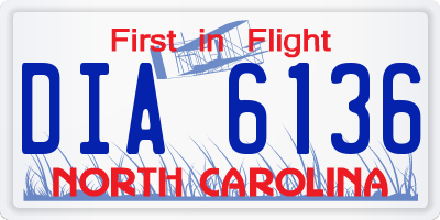 NC license plate DIA6136