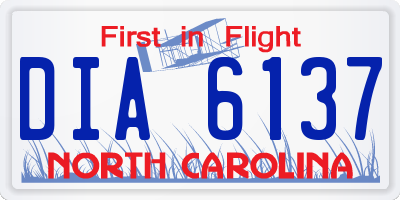 NC license plate DIA6137