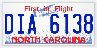 NC license plate DIA6138