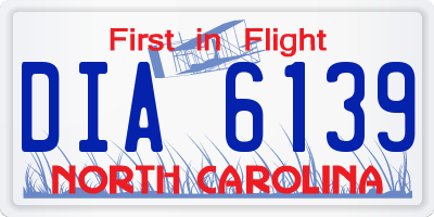 NC license plate DIA6139