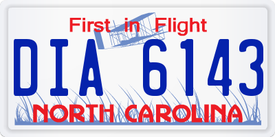 NC license plate DIA6143