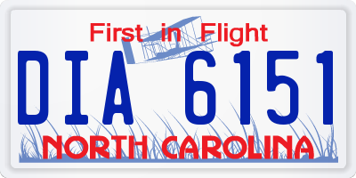 NC license plate DIA6151