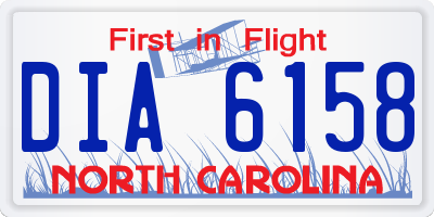 NC license plate DIA6158