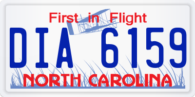 NC license plate DIA6159