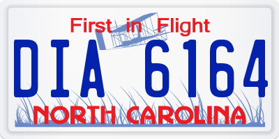 NC license plate DIA6164