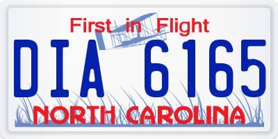 NC license plate DIA6165