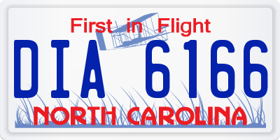 NC license plate DIA6166