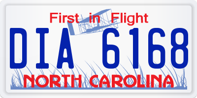 NC license plate DIA6168