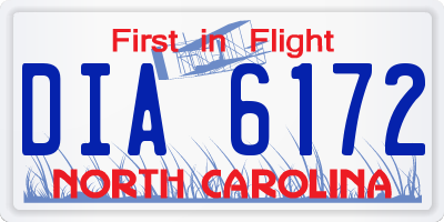 NC license plate DIA6172