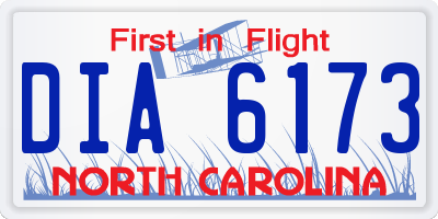 NC license plate DIA6173