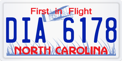 NC license plate DIA6178