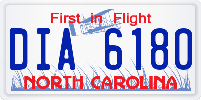 NC license plate DIA6180