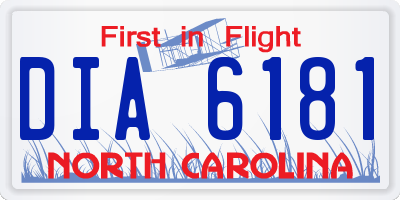 NC license plate DIA6181
