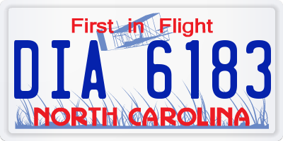 NC license plate DIA6183
