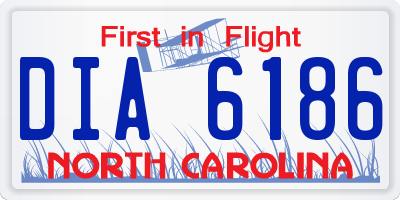NC license plate DIA6186