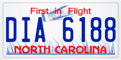NC license plate DIA6188