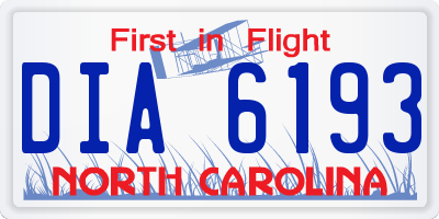 NC license plate DIA6193