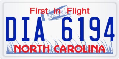 NC license plate DIA6194