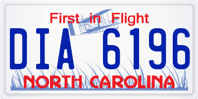 NC license plate DIA6196