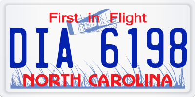 NC license plate DIA6198