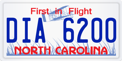NC license plate DIA6200