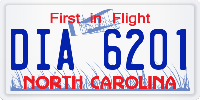 NC license plate DIA6201