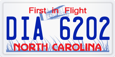 NC license plate DIA6202