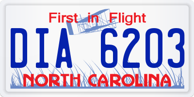 NC license plate DIA6203