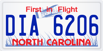NC license plate DIA6206