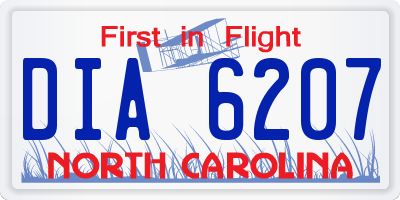 NC license plate DIA6207
