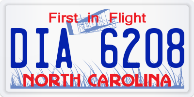 NC license plate DIA6208