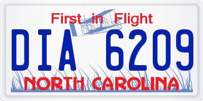 NC license plate DIA6209