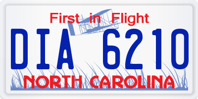 NC license plate DIA6210
