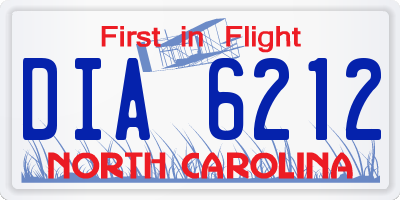 NC license plate DIA6212
