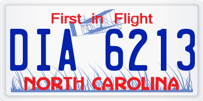 NC license plate DIA6213