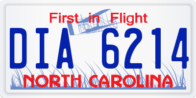 NC license plate DIA6214