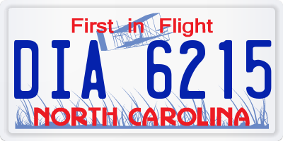 NC license plate DIA6215