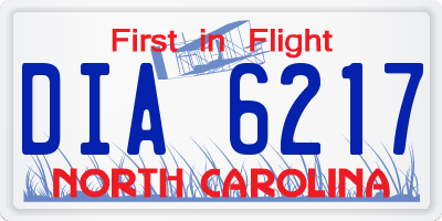 NC license plate DIA6217