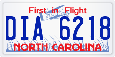 NC license plate DIA6218
