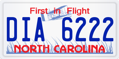 NC license plate DIA6222