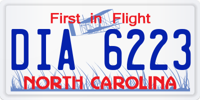 NC license plate DIA6223