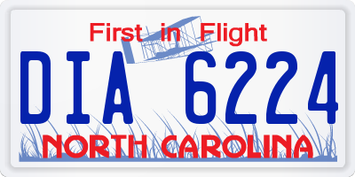 NC license plate DIA6224