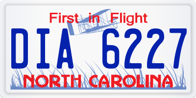 NC license plate DIA6227