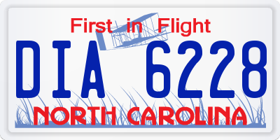 NC license plate DIA6228