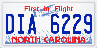 NC license plate DIA6229