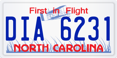 NC license plate DIA6231
