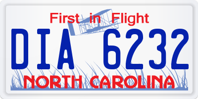 NC license plate DIA6232