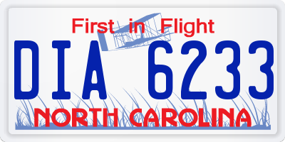 NC license plate DIA6233